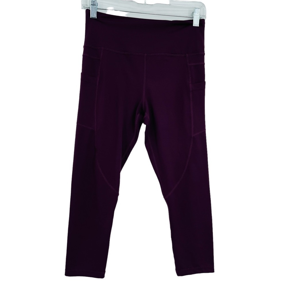 Zyia Active high rise crop leggings pockets purple women's size 6-8 M